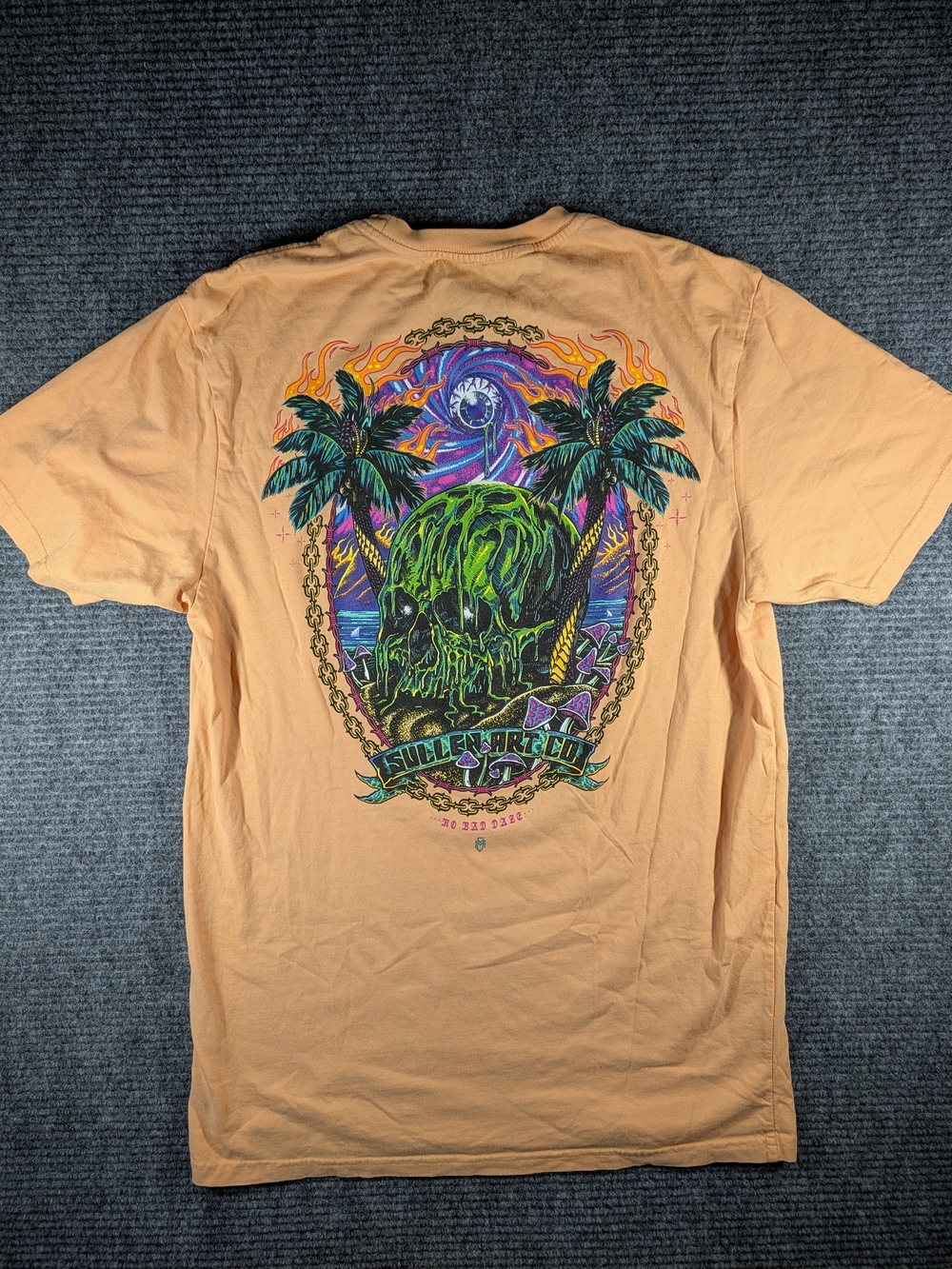 Sullen Art Collective 'No Bad Daze' Skull Graphic Peach Tee Size Medium